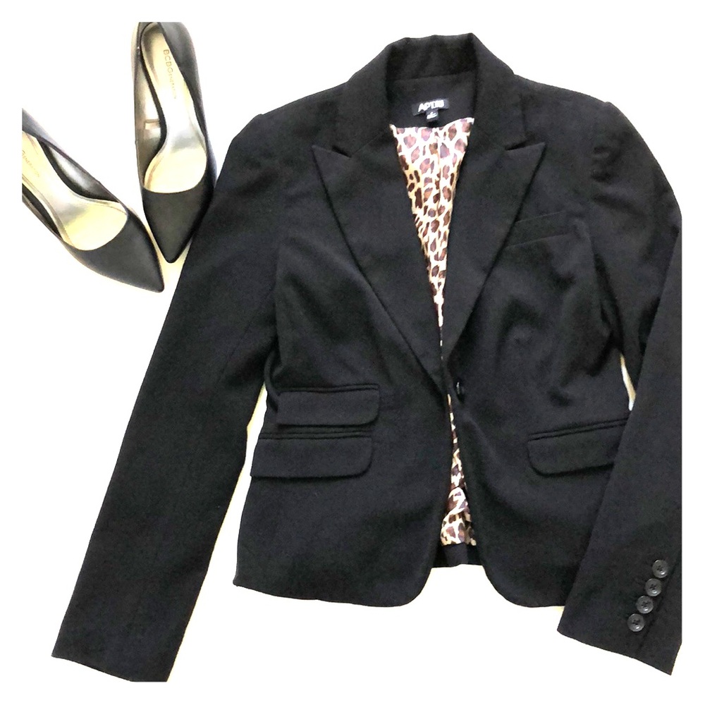 Black Blazer with Cheetah Print